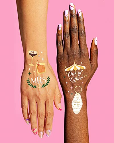xo, Fetti Bachelorette Party Temporary Tattoos - 48 Gold Foil Designs