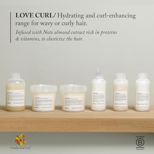 Davines LOVE Curl Shampoo, Enhancing Volume Taming Gentle Formula for Wavy and Curly Hair - Softens, Hydrates, and Boosts Curl Elasticity with Almond Extract, 16.9 Fl Oz