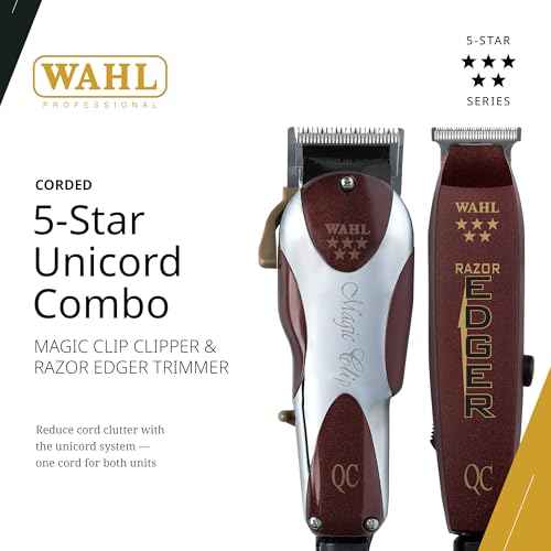 Wahl Professional Unicord Combo, Corded Magic Clip Clipper & Razor Edger Trimmer Set, Single-Cord Design, Includes Guides & Accessories
