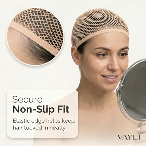 Wig Caps for Long Hair, 2 Mesh Caps with Bobby Pins