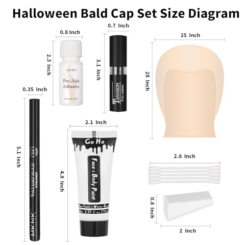 Jack Skeleton Makeup Kit with Bald Cap - 8-Piece SFX Cosplay Set