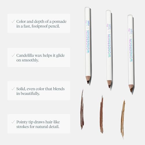 Wonderskin Eyebrow Pencil - Natural Hair-Like Strokes, 10-Hour Hold