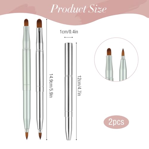Double-Ended Retractable Lip Brush Set for Lipstick & Gloss - Silver & Green