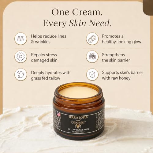 Terra Lotus Grass-Fed Beef Tallow Balm with Raw Honey 2oz