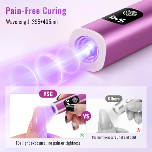 YSC Pink Handheld UV Nail Light Cordless Flash Cure Lamp with Dual Timers