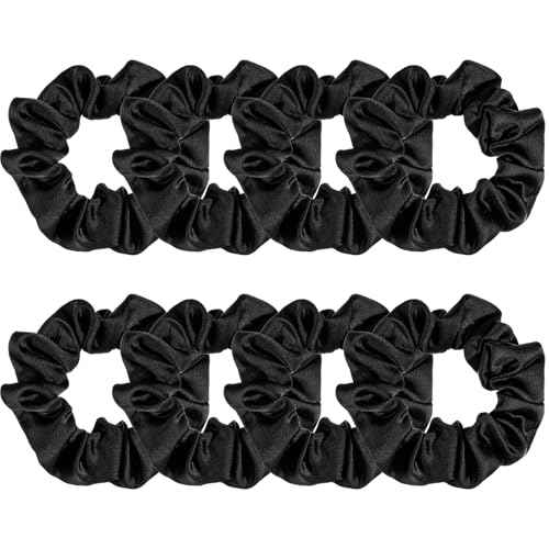 8 Pack Satin Scrunchies for Women, Silk Hair Ties Silk Scrunchies Black Hair Scrunchies for Women Girls Gifts