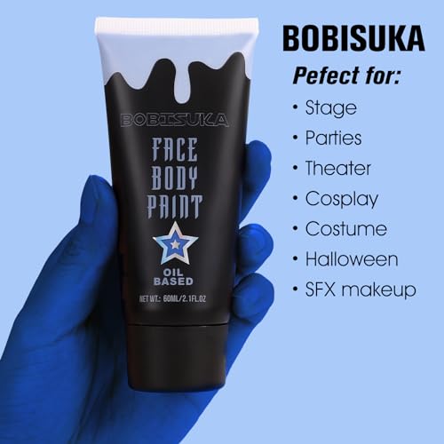 BOBISUKA Blue Face Paint Kit, Oil-Based Cream Makeup 2.1 oz