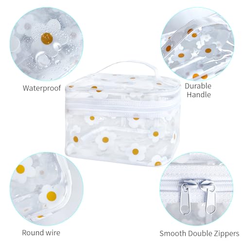 TotePrint Clear Cosmetic Bag with Handle - Durable PVC Travel Pouch