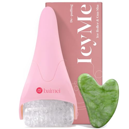 Pink Ice Roller & Gua Sha Set for Face & Migraine Relief - BAIMEI IcyMe