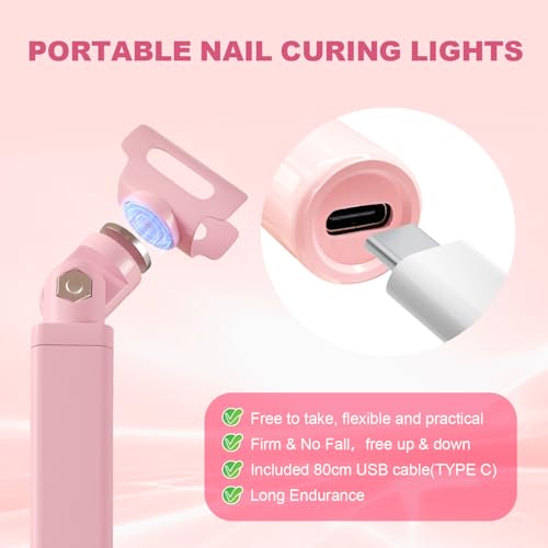 KeepTwenty Pink Mini Handheld UV Nail Light with Stand for Gel Manicure