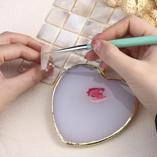 Heart Shaped Resin Nail Art Palettes - Set of 2 with Gold Edges