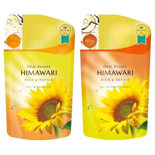 Dear Beauté HIMAWARI Rich & Repair Oil-in Shampoo & Conditioner Set 400ml - Non-Silicone, Sulfate Free for Frizz & Curly Hair