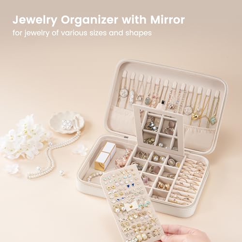 Lolalet Travel Jewelry Case with Mirror & Storage Bag, Large