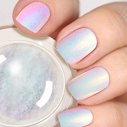 PrettyDiva Mermaid Chrome Nail Powder - White Unicorn Chrome Nails Powder Aurora Iridescent Powder Pigment for Nails, Opal Pearl Mica Powders Sunset Chameleon Chrome Nail Powder Manicure Pigment