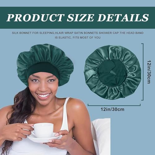 4 Pc Silk Satin Bonnets - Elastic Wide Band Hair Wrap for Curly Hair