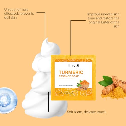 Turmeric Face Wash with Brush & Turmeric Soap Bar Care Set, 1pcs Facial Cleanser & 3pcs Soap Bar, Deep Cleansing for All Skin Types