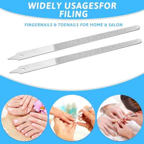 Diamond Dust Nail File Metal Nail File 6 Inch Dust Nail File Diamond Dust Nail Files for Natural Nails Stainless Steel Fingernail Files with Pointed Tip for Manicure, Pedicure(2 PCS)