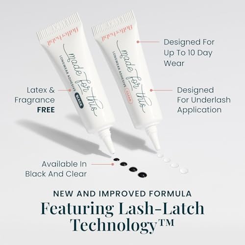 FlutterHabit Made for This Adhesive (3mL), Mini Lash Glue for Eyelash Extensions, All Day Hold for Lash Clusters, Long-Lasting All-in-One Glue for Effortless Application and Secure Wear