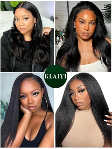 KLAIYI Yaki Straight Human Hair Bundles - 3pcs, 16-20 Inch