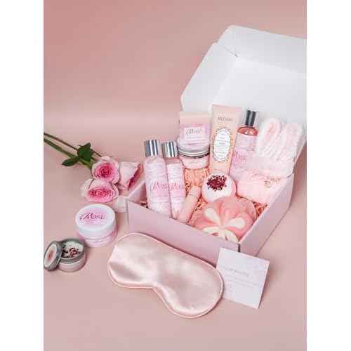 16Pcs Rose Spa Kit - Relaxing Bath & Body Care Gift Set with Bath Bombs & Lotions for Women. The Perfect Mother's Day Birthday Christmas or Thank You Gift for Mom Wife Friend Relaxing Home Spa Set