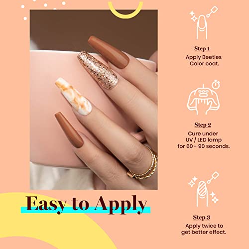Beetles Brown Gel Polish Latte Haze - 15ML Dark Brown Nail Polish, Creme Variant