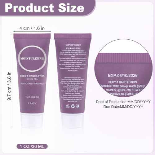 Travel Size Body Lotion, Small Hand Cream Lotion Bulk, Nourishing Extra Dry Skin Individually Wrapped Mini Bottle Shower Moisturizer Lotion Toiletries for Travel Hotel Homeless 1 oz (Pack of 100)