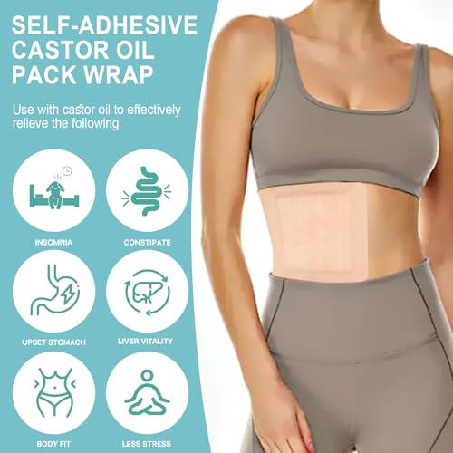 Castor Oil Pack Wrap 8.7"x7.9" Self-Adhesive Pads (10-Pack)