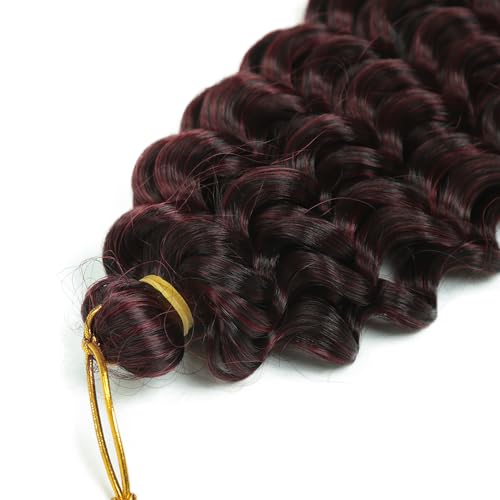 Deep Wave Curly Crochet Hair 22 Inch 3 Packs Curly Braiding Hair Extensions Ocean Wave Crochet Hair for Black Women Wavy Braiding Hair for Boho Box Braids (TBug, 22inch 3pack)