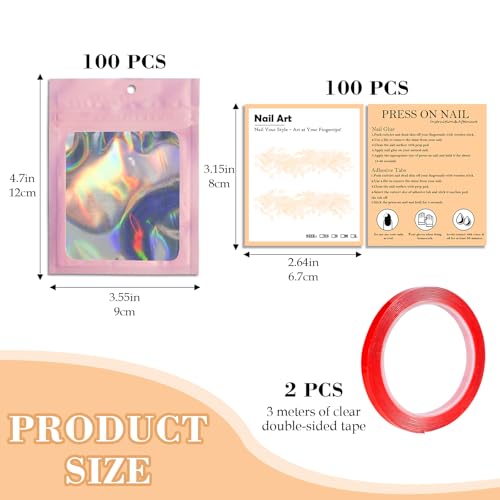 Complete Press-On Nail Packaging Set with Holographic Bags & Display Cards