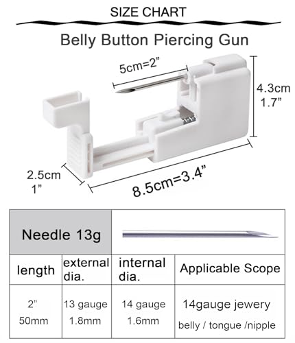 Belly Button Piercing Kit with Gun and Stainless Steel Rings