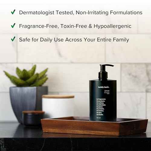 Boldly Basic Fragrance Free Lotion - Moisturizer for Dry and Sensitive Skin - Non Greasy - Unscented - Dermatologist Tested - No Sulfates, Parabens or Gluten - Hypoallergenic & Moisturizing