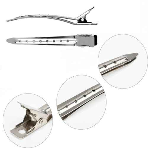 24Pcs Duck Billed Hair Clips for Styling Sectioning, Metal Hair Clips for Women Long Hair, Metal Alligator Curl Clips for Hair Roller Salon (Silver)