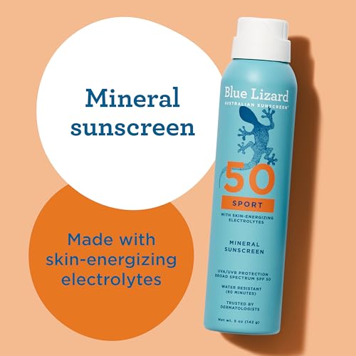BLUE LIZARD Mineral Sunscreen Spray, SPF 50+ | Water-Resistant | Zinc Oxide Formula | 5 fl oz Pack of 2 | Vegan