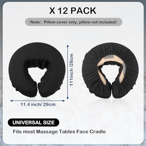 Microfiber Massage Table Face Cradle Covers - 12 Pack Reusable Headrest Covers