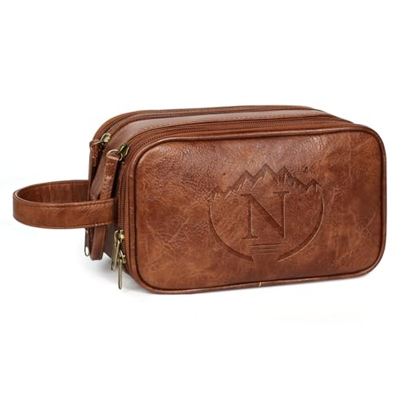 Mens Leather Toiletry Bag Waterproof Travel Organizer