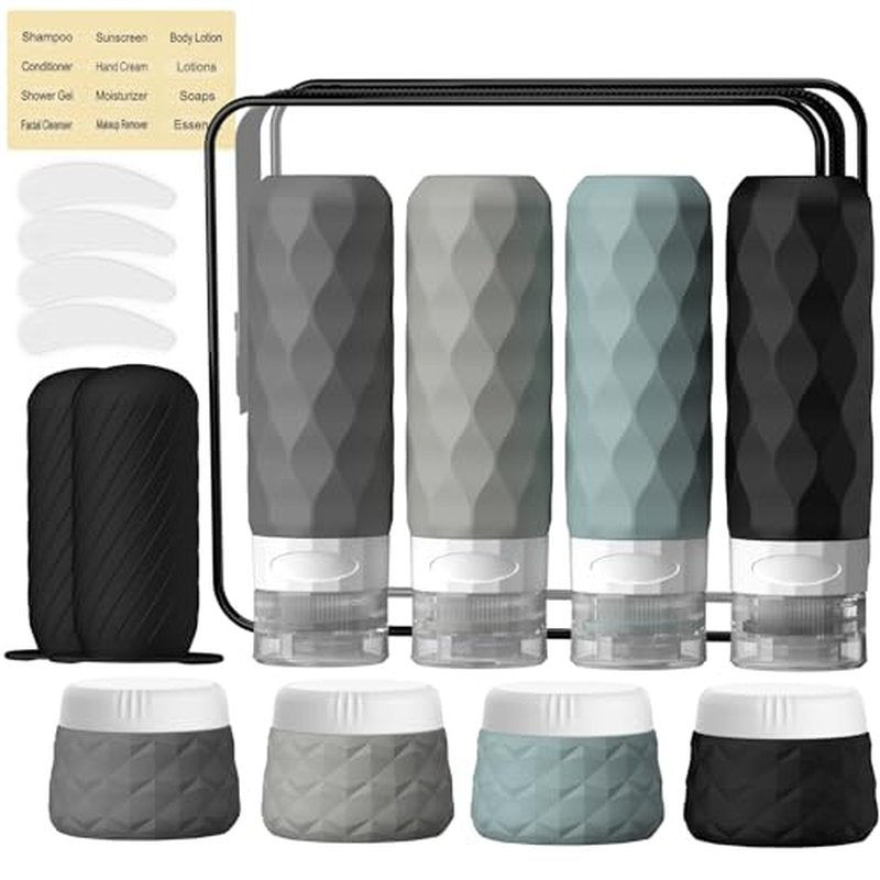 16-Pack TSA Approved Travel Bottles & Jars Set with Silicone Containers