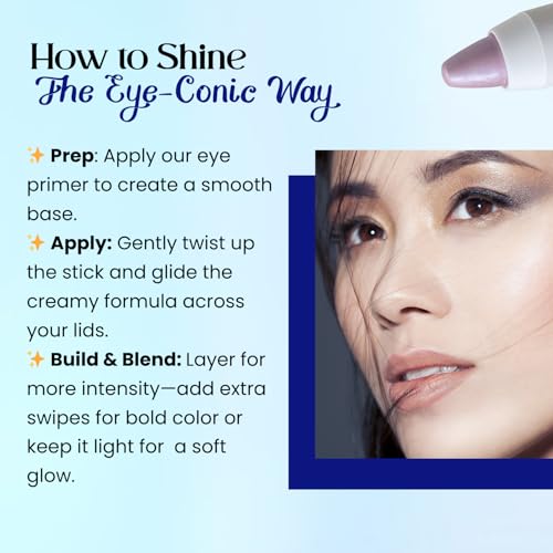 M2U NYC Electric Blue Glitter Eyeshadow Stick & Under Eye Primer Set - Vegan, Water-Resistant, Crease-Proof Eye Makeup Bundle