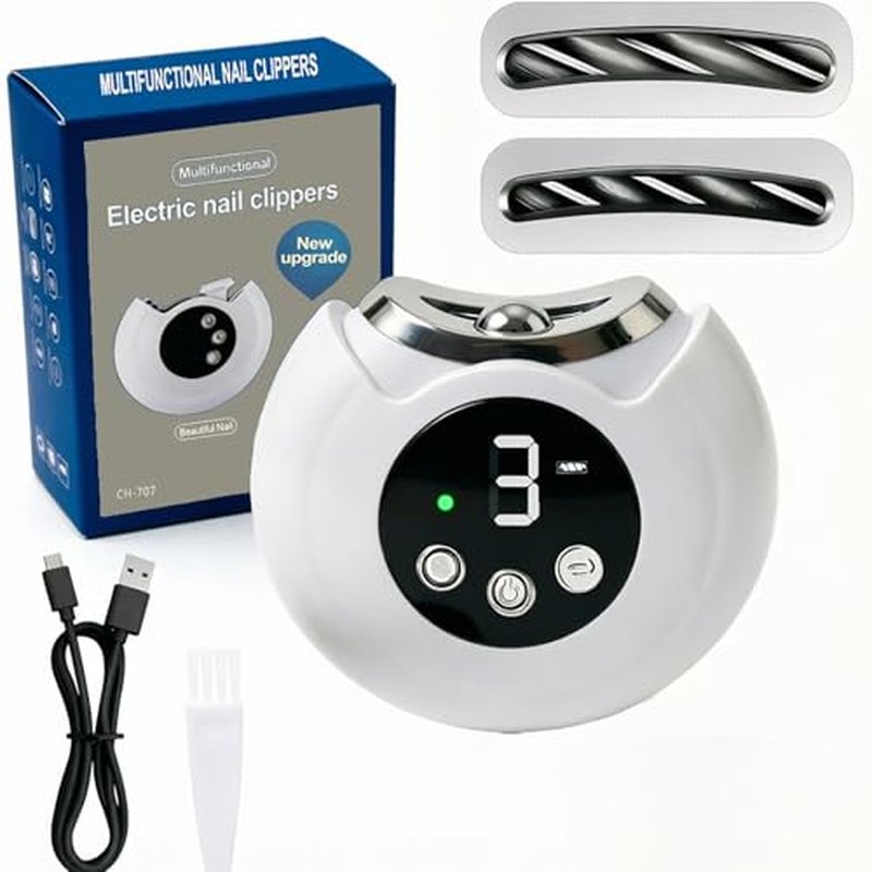 3-in-1 Electric Nail Clippers with LED Light & Storage - Safe Trimmer for Seniors & Adults