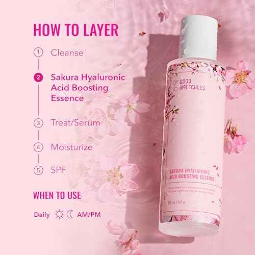 Good Molecules Sakura Hyaluronic Acid Boosting Essence - Ultra Hydrating Facial Moisturizer - Skincare for Hydration, Tightening, Anti Aging, Instant Glow - Skin Care for Face
