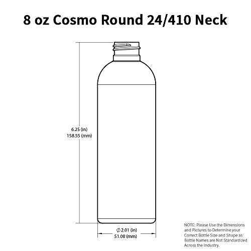 25 PCS Empty White HDPE Bottle 8 oz - Cosmo Round Plastic Bottles - 24/410 Neck White Disc Cap - 24 mm Foil Pressure Seal for Freshness and Leak Prevention - Phthalate Free Approved for Safe Cosmetics