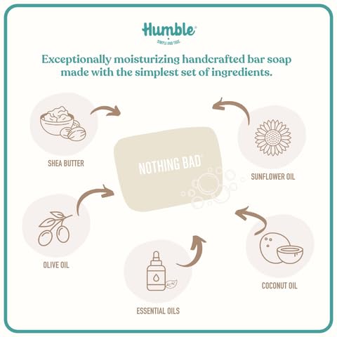 Humble Brands Handcrafted Bar Soap, Organic Cold Processed Soap Bars, Moisturizing Face & Body Cleanser - Simply Unscented