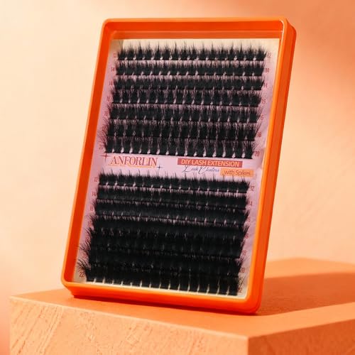Thick Lash Clusters With Spikes 180D+280D Volume Eyelash Clusters 12-22MM Long Manga Lash Extension Spiky Cluster Eyelash Extensions 224Pcs Manga Individual Lashes DIY at Home by Anforlin
