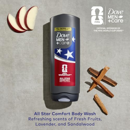 DOVE MEN + CARE Limited Edition FIFA Body Wash & Deodorant Regimen Pack 2 Count All Star Comfort for Men for Hydrated Soft Skin & Odor Protection