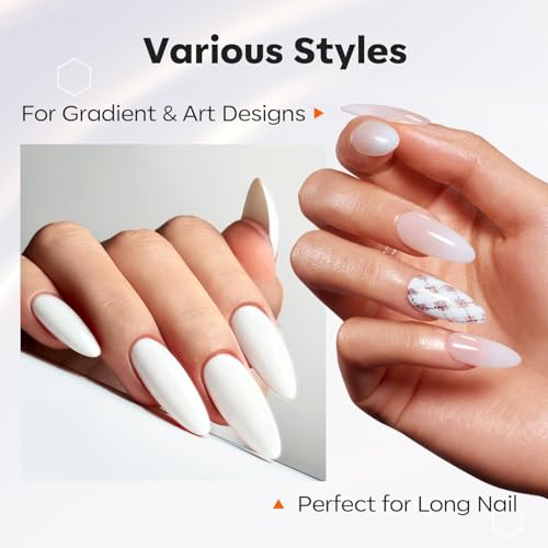 Modelones 3 Pcs Gel Base & No-Wipe Top Coat Set with White Gel Polish