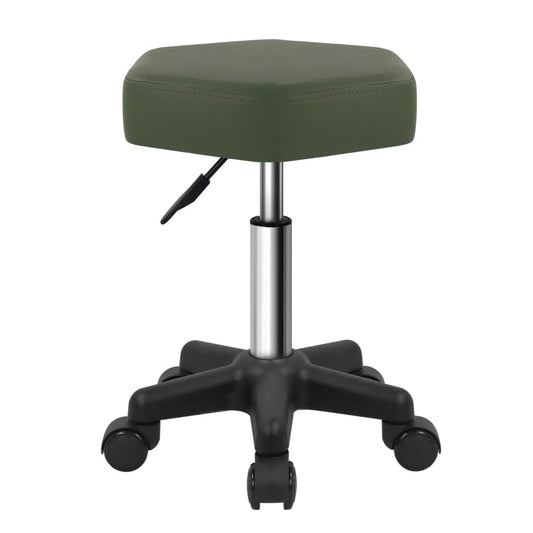 FURWOO Hexagon Rolling Stool Height Adjustable Stool with Wheels for Spa Salon Massage Green