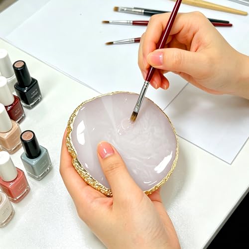 Resin Nail Art Palette Set - 3 Trays with Gilded Edges