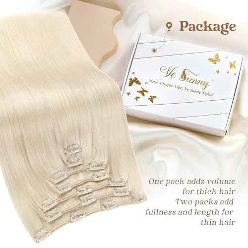 Ve Sunny Blonde Clip in Hair Extensions Real Hair Extensions Clip in Human Hair Clip in Extensions Real Human Hair Natural Look Human Hair Extensions Clip ins 18inch 7pcs 120g