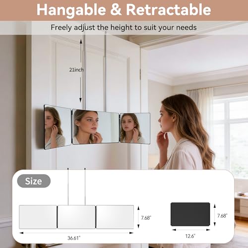 3-Way Trifold Mirror for Hair Cutting & Makeup - Portable & Adjustable