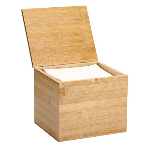 Bamboo Face Towel Holder with Lid - Bathroom Storage Box