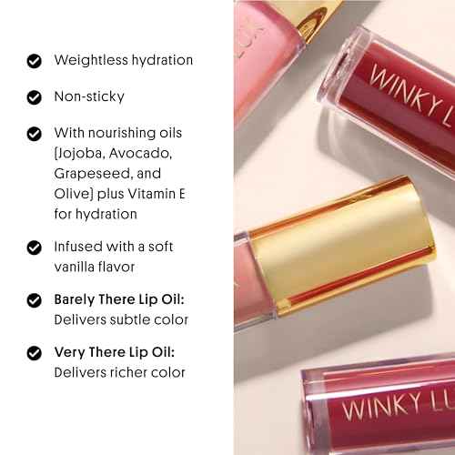 Winky Lux Muse Very There Lip Oil - Hydrating Nude Pink Tint with Jojoba Oil, Non-Sticky Glossy Lip Oil, Tinted Pink Gloss for Juicy Lips & Soft Vanilla Scent